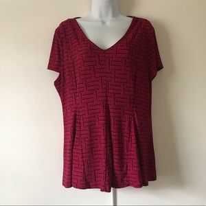 roz and Ali shirt sleeve pink black shirt. XL